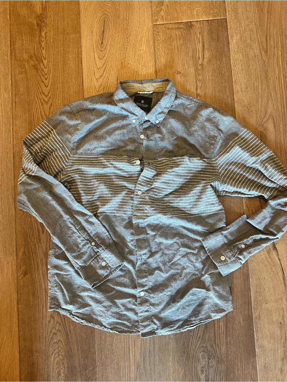 Roark Men's Striped Button-Down Shirt - Gray size L